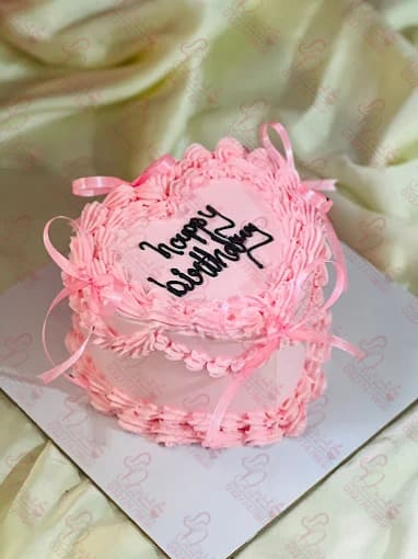 Pink Heart Shaped Vintage Happy Birthday Cake Islamabad