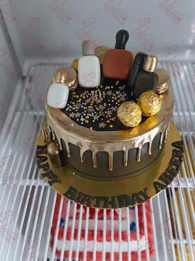 Black and Gold Birthday Happy Birthday Cake Islamabad