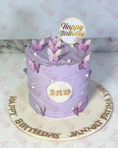 Purple Butterfly Themed Happy Birthday Cake Islamabad