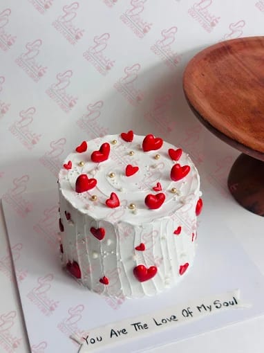 White Red Hearts Birthday Cake Rawalpindi