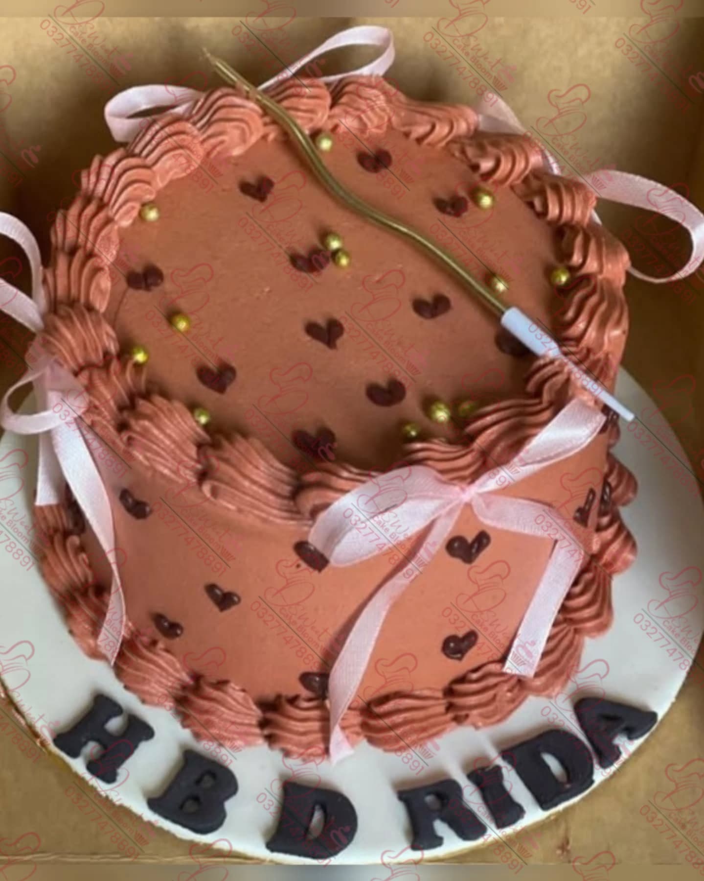 Red Dupatta Heart Theme Birthday Cake Rawalpindi