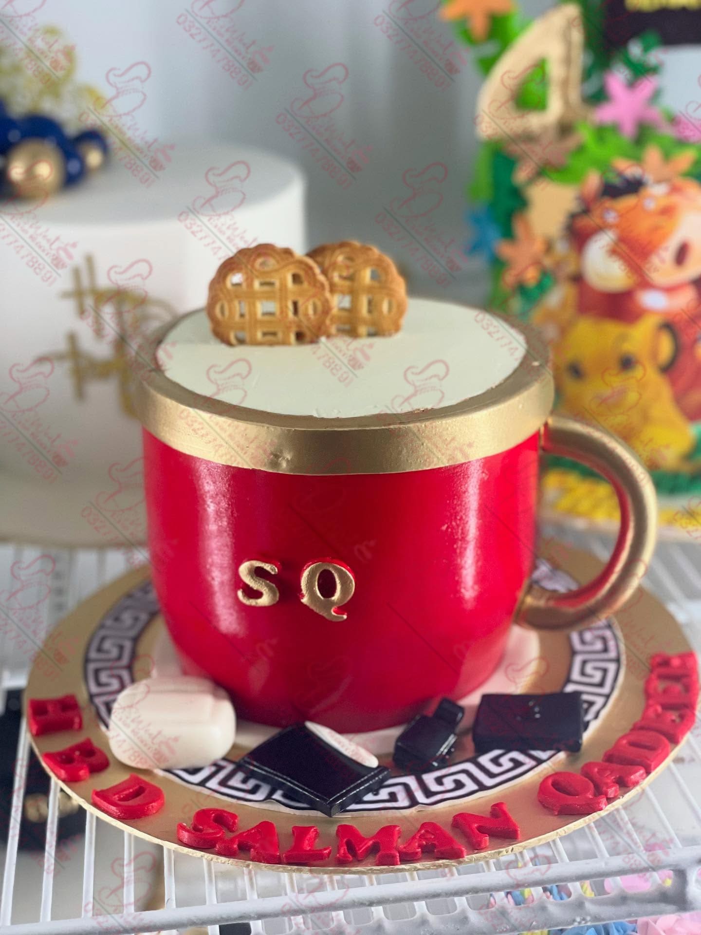 Red Teacup Saucer Birthday Cake Rawalpindi