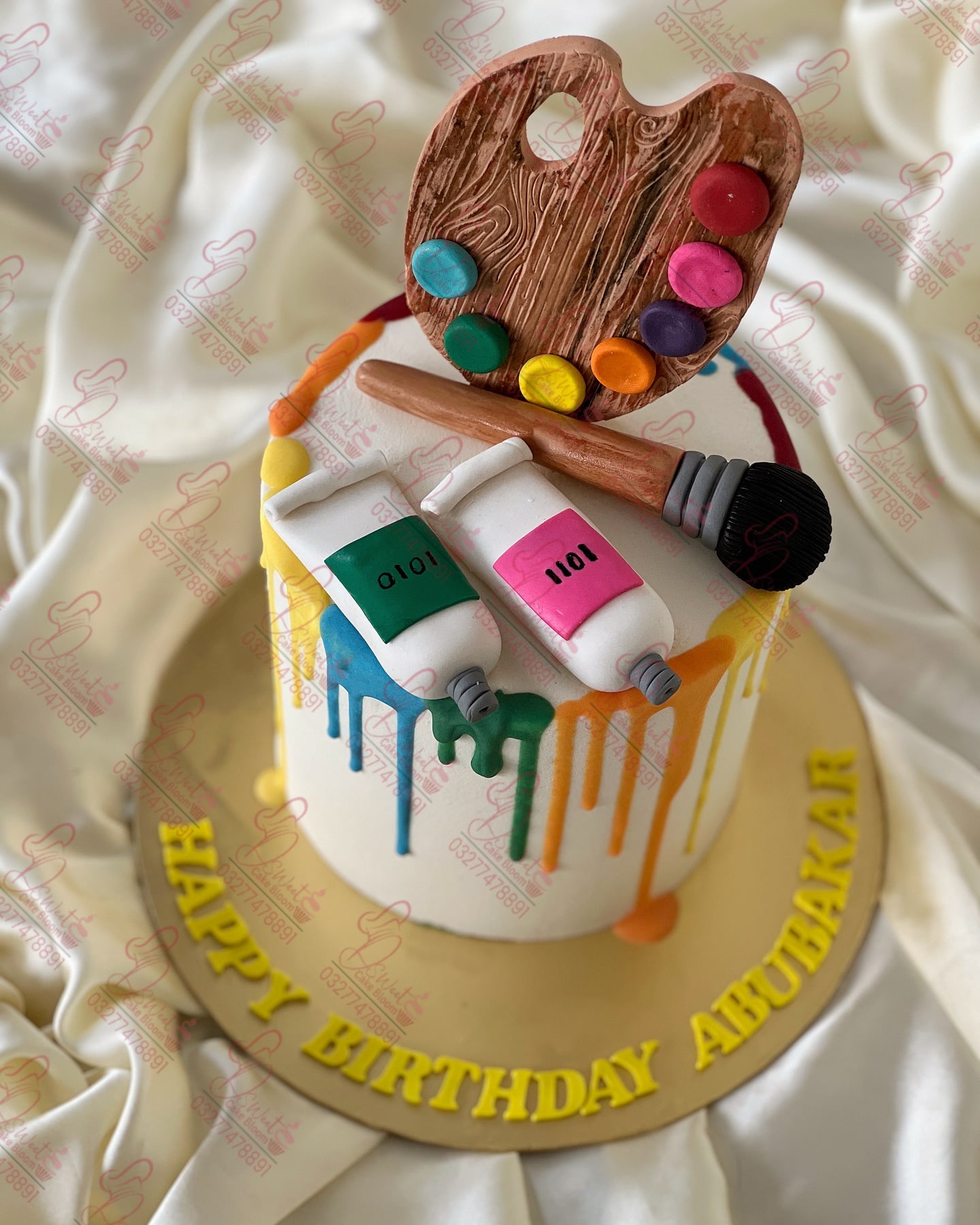 Art Themed Painted Birthday Cake Rawalpindi