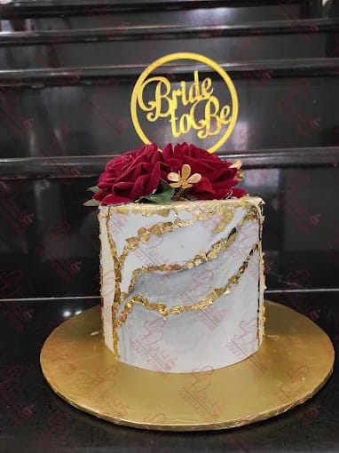 Bride To Be White Gold Marble Bridal Shower Cake Rawalpindi