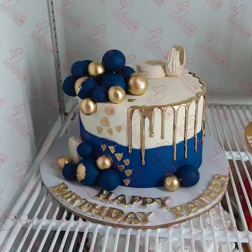 Navy Blue Gold Bridal Shower Cake Rawalpindi