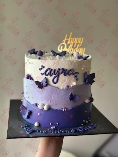 Two Tier Purple Ombre Butterfly Cake Islamabad