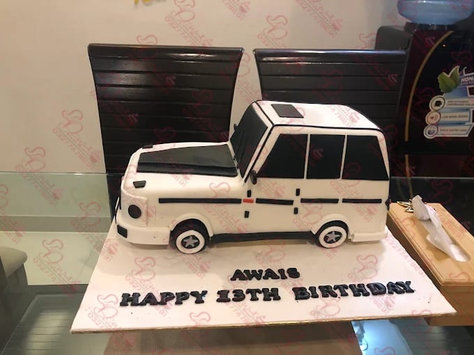 White Car Shaped Birthday Cake Rawalpindi