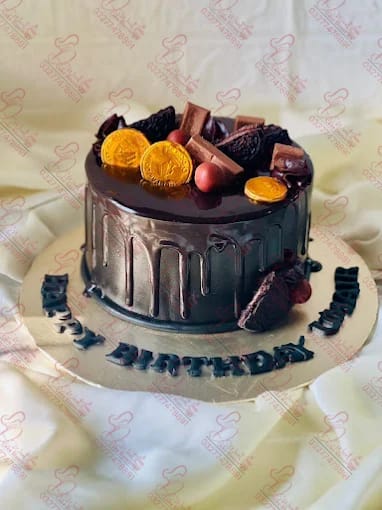 Chocolate Drip with Gold Coins Cake Faisalabad