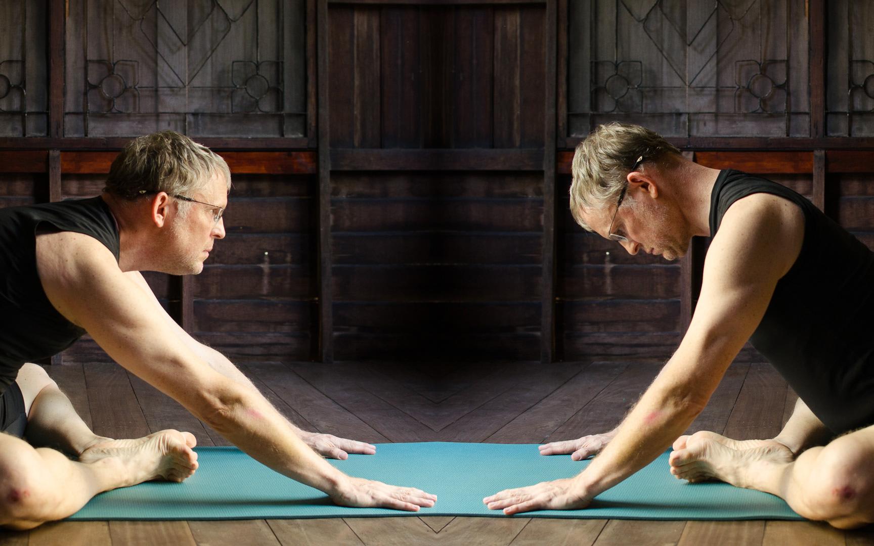 Baddha Konasana with neck tension, and without.