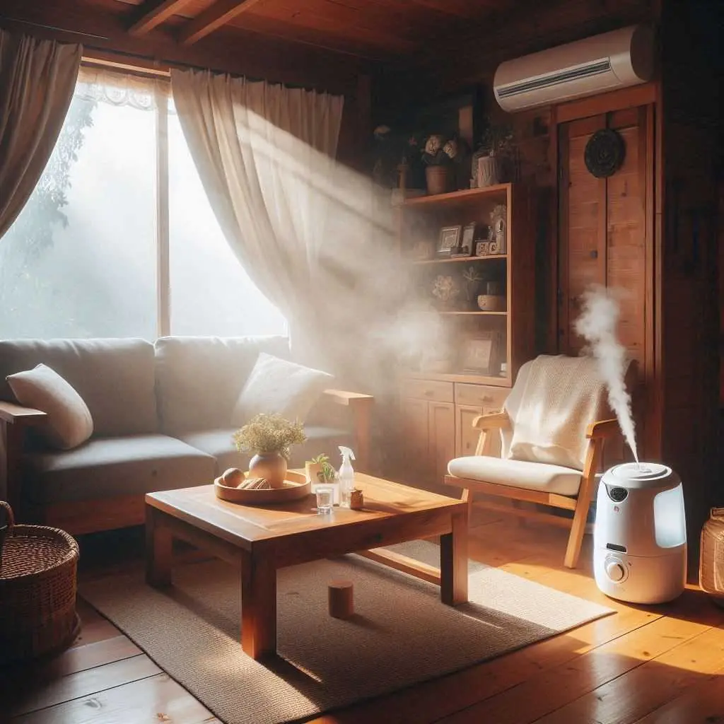 cozy living room with wood furniture
