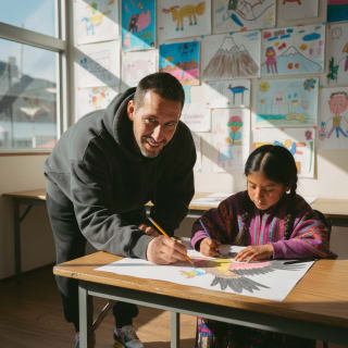 Fabio istruisce bambina di Quito