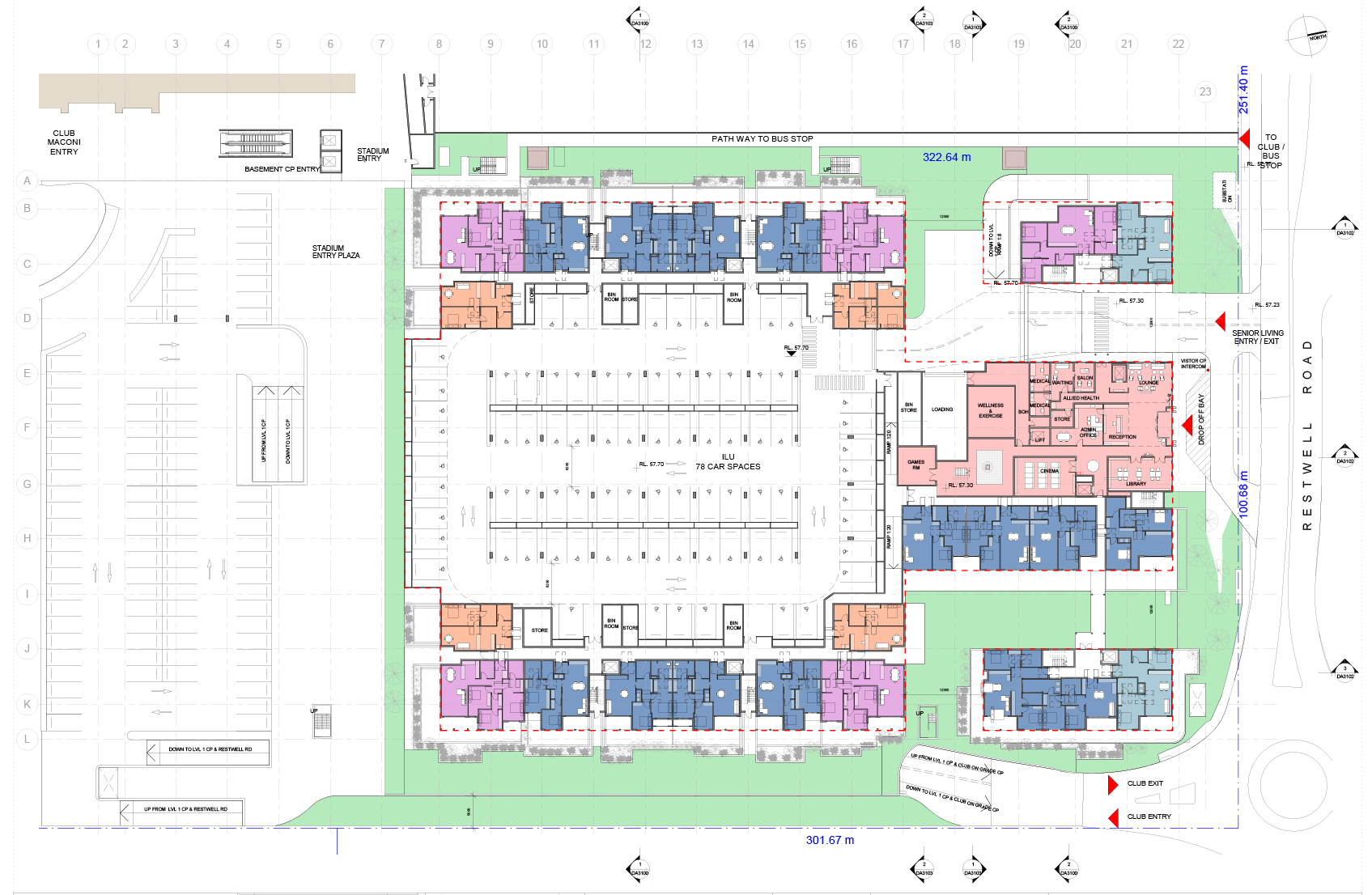 Architectural ground level plan drawing