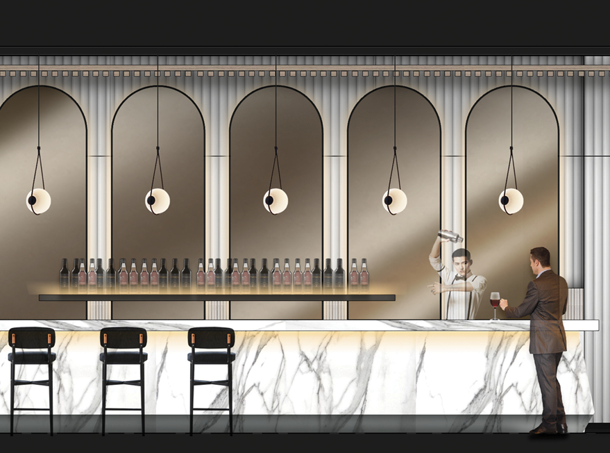 Coutner bar elevation at Club Marconi function rooms