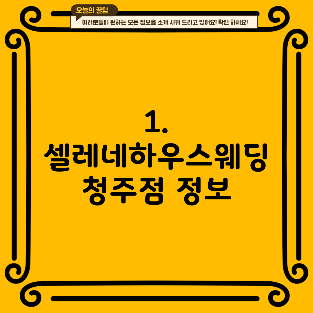 1. 셀레네하우스웨딩 청주점 정보
