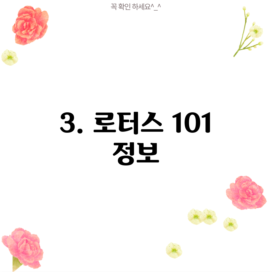 3. 로터스 101 정보