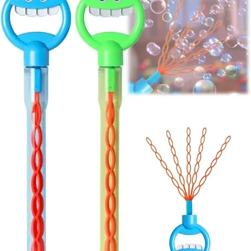 Smiling Face Bubble Stick Toy – 32 Hole Bubble Wand for Kids Outdoor Play