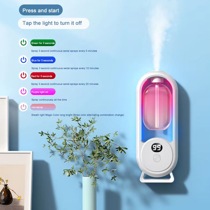Wall Mounted Essential Oil Diffuser Rechargeable Timed Spray Digital Display Air Freshener 4