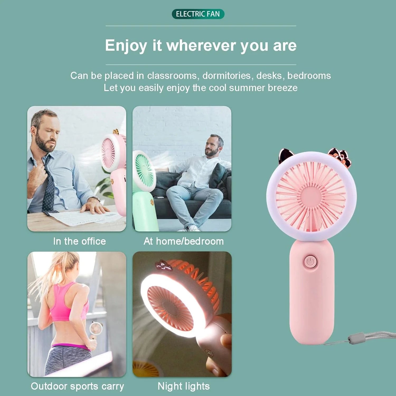 Mini Rechargeable fan with LED Light 3
