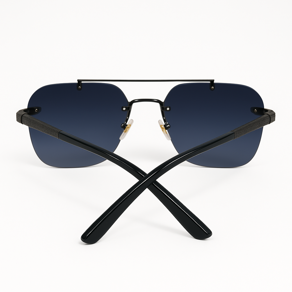 Luxury Rimless Sunglasses – Gradient Blue Lenses 4