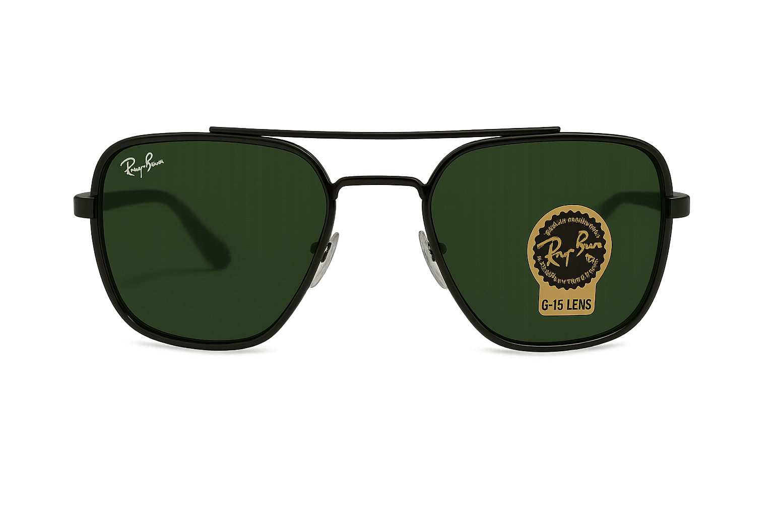 Square Frame Sunglasses with Green Lenses 3