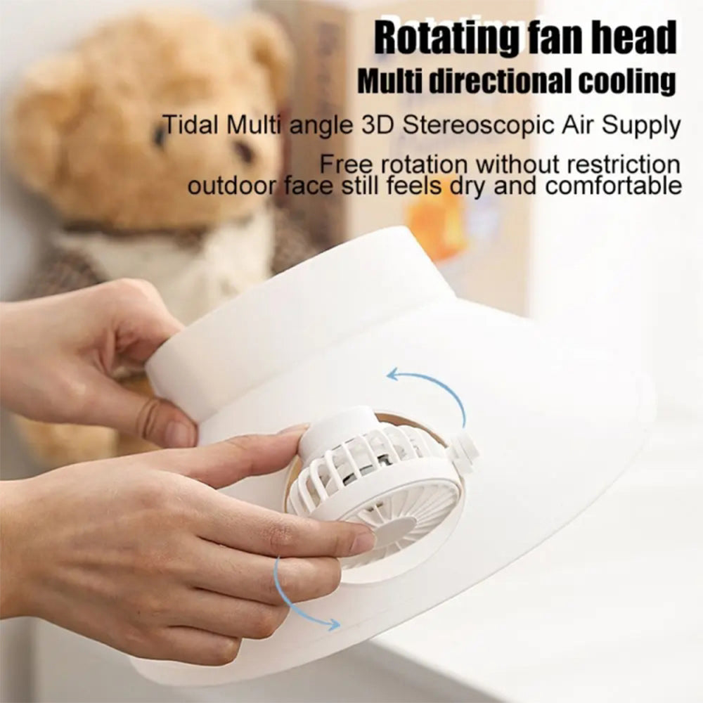 SOLAR AND RECHARGEABLE ROTATING HAT FAN 3