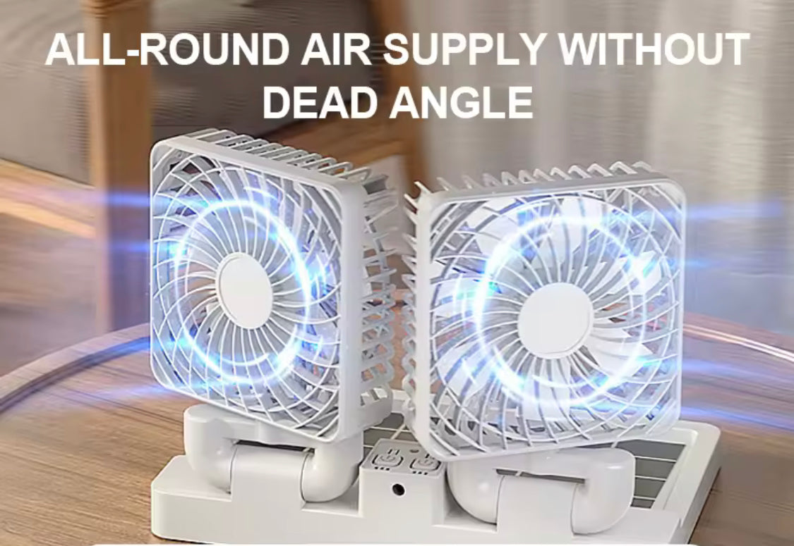 Rechargeable Dual Head Solar Fan 4