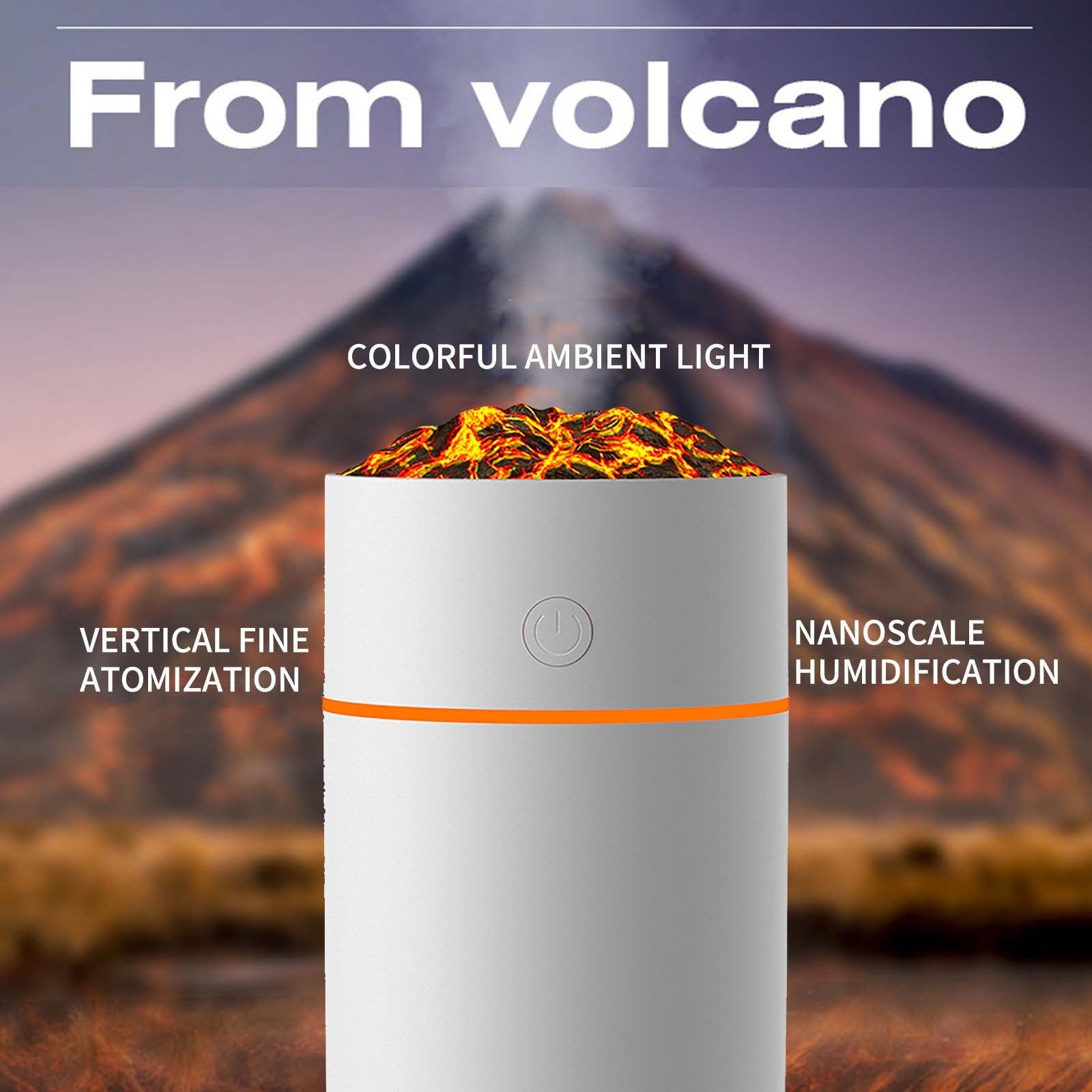 Portable Mini Air Humidifier Aroma Diffuser, LED Light, Car Aroma Air Humidifier, Aroma Humidifier Lamp, LED Lighting Simulation Volcano 2