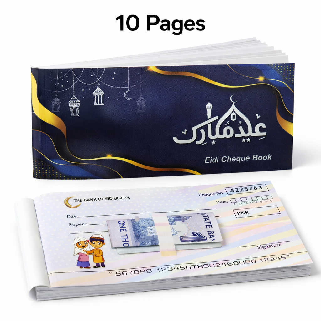 Eidi Cheque Book – 10 Pages | Cute Kids Eid Design 3