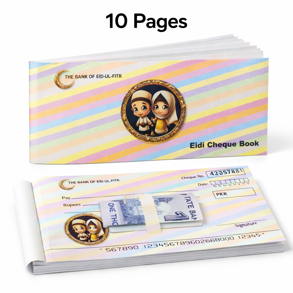 Eidi Cheque Book – 10 Pages | Cute Kids Eid Design 4