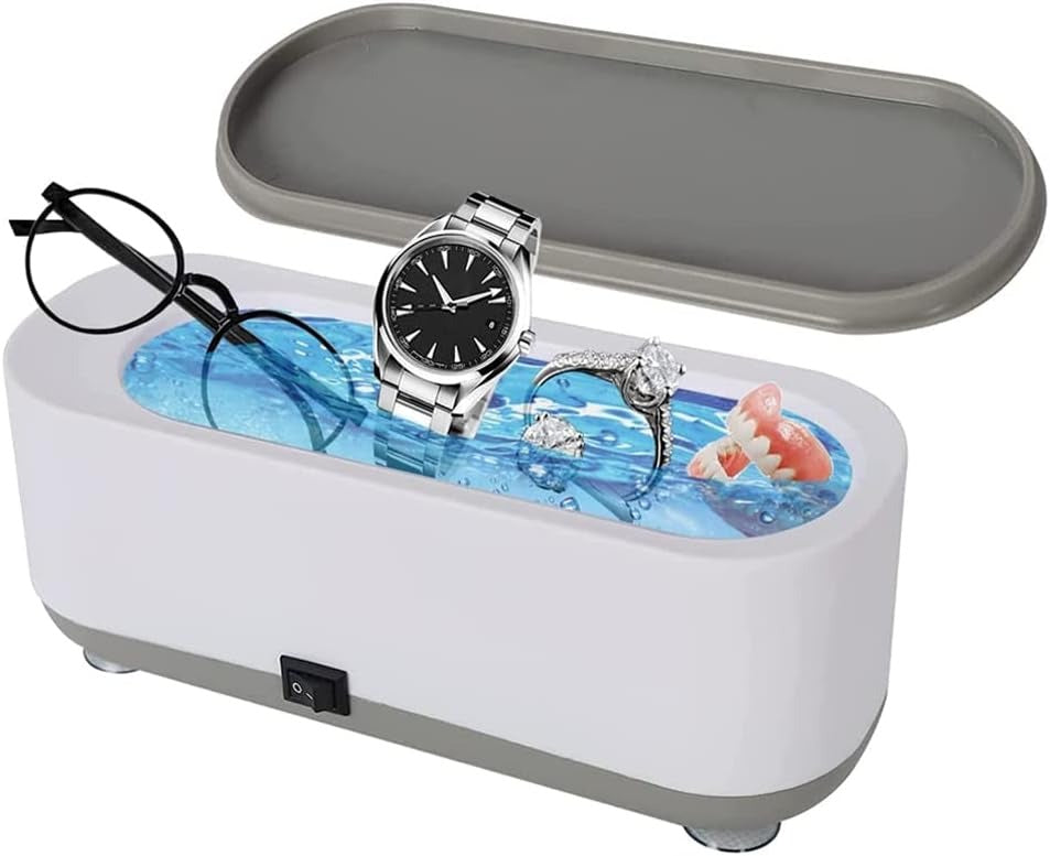 Ultrasonic Jewelry Cleaner,Portable Professional Household Ultrasonic Cleaning Machine Ultrasonic Cleaner Machine for Jewelry Ring Necklaces Eyeglass Watches Razors Makeup Brush Dentures