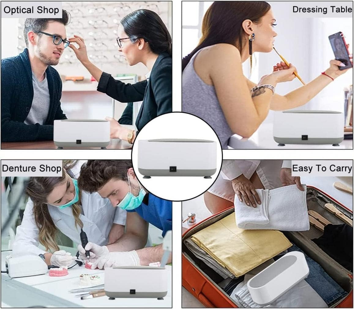 Ultrasonic Jewelry Cleaner,Portable Professional Household Ultrasonic Cleaning Machine Ultrasonic Cleaner Machine for Jewelry Ring Necklaces Eyeglass Watches Razors Makeup Brush Dentures 3