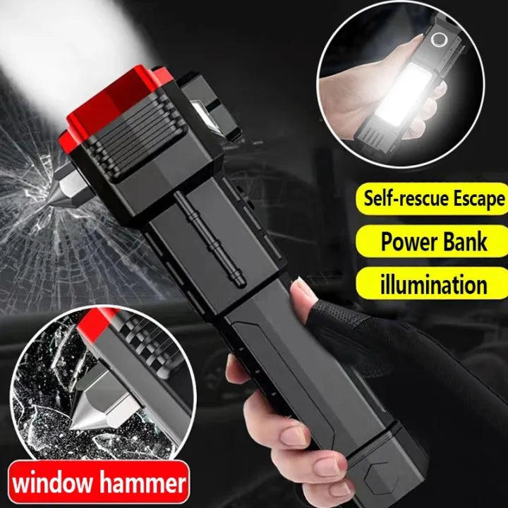 Rechargeable Flashlight With Hammer Glass 2
