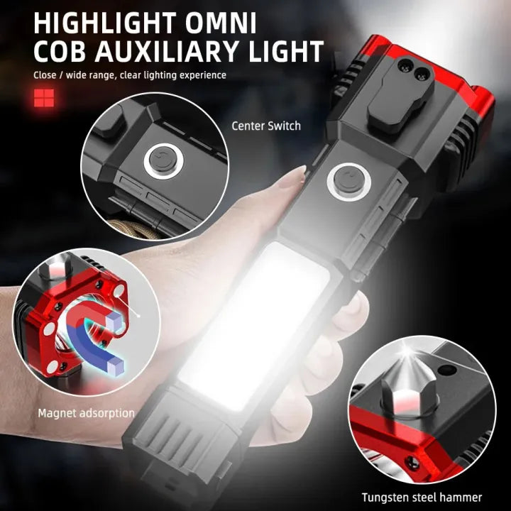 Rechargeable Flashlight With Hammer Glass 3