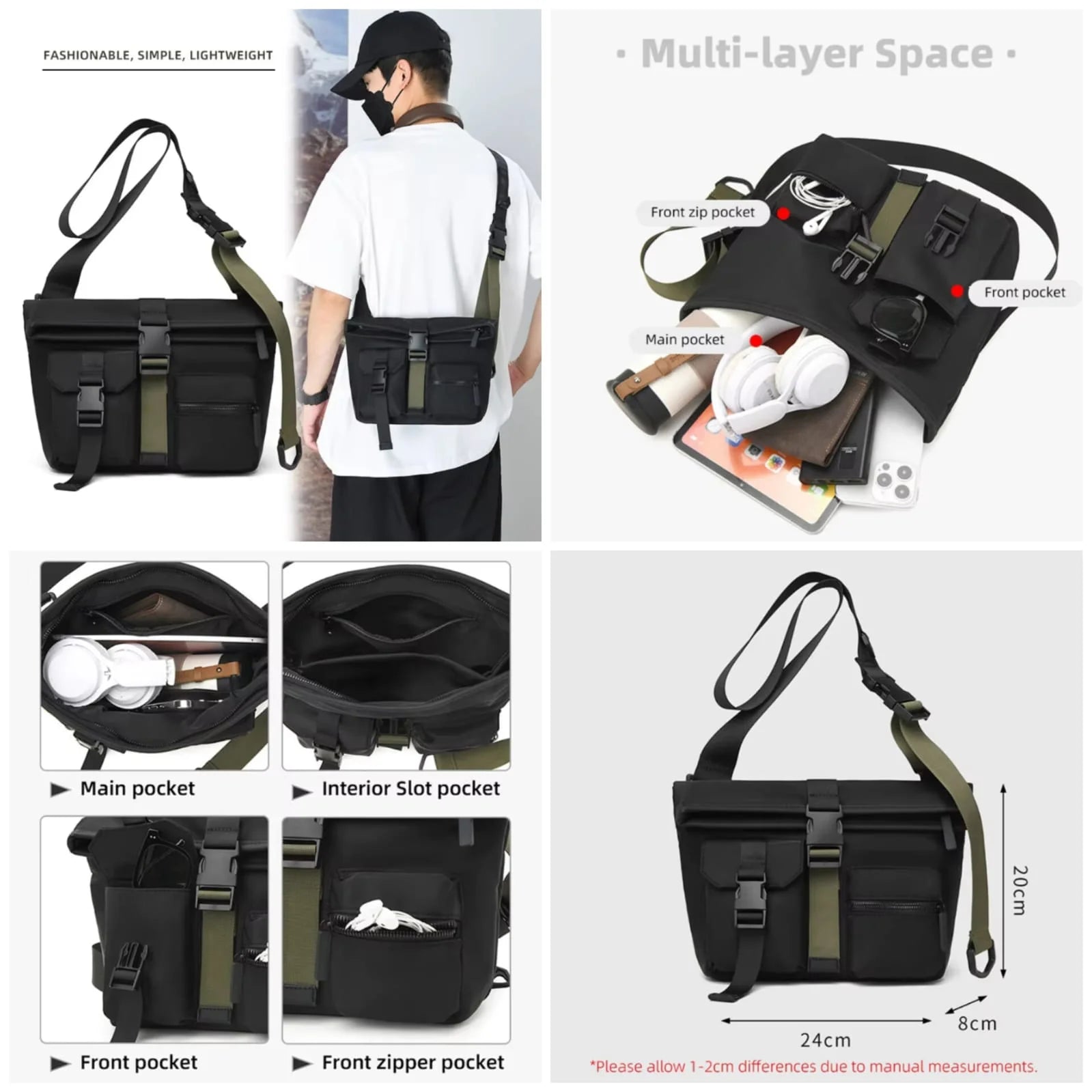 Trendy Multi-Layer Crossbody Shoulder Bag  with double pocket 3