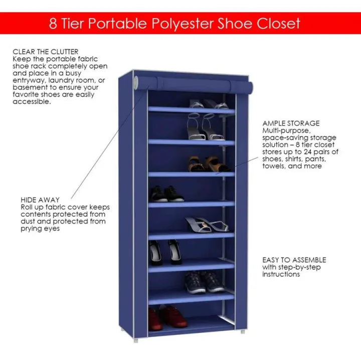 8-layers Multipurpose Shoe Rack with Fabric Cover 3