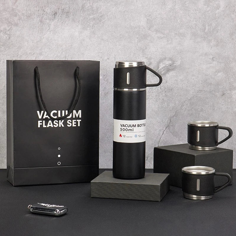 Steel Vacuum Flask Set with 3 Steel Cups-500ml 2