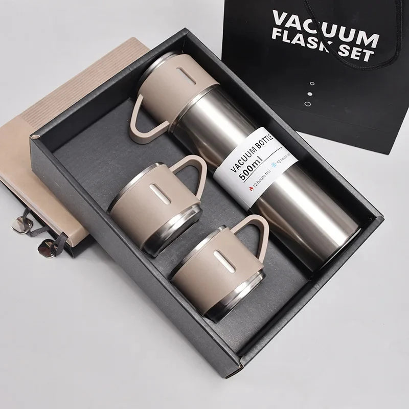 Steel Vacuum Flask Set with 3 Steel Cups-500ml 5