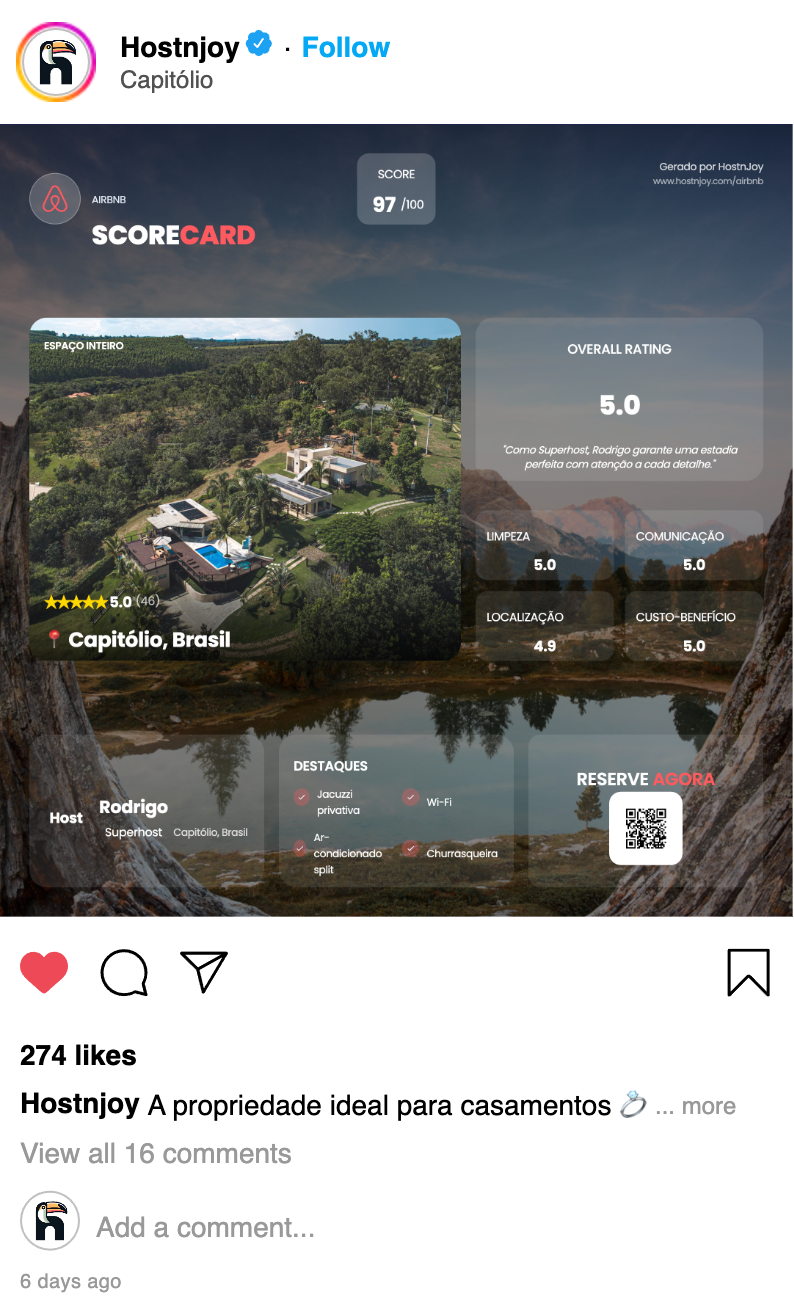 Exemplo de Cartão de Pontuação no Instagram