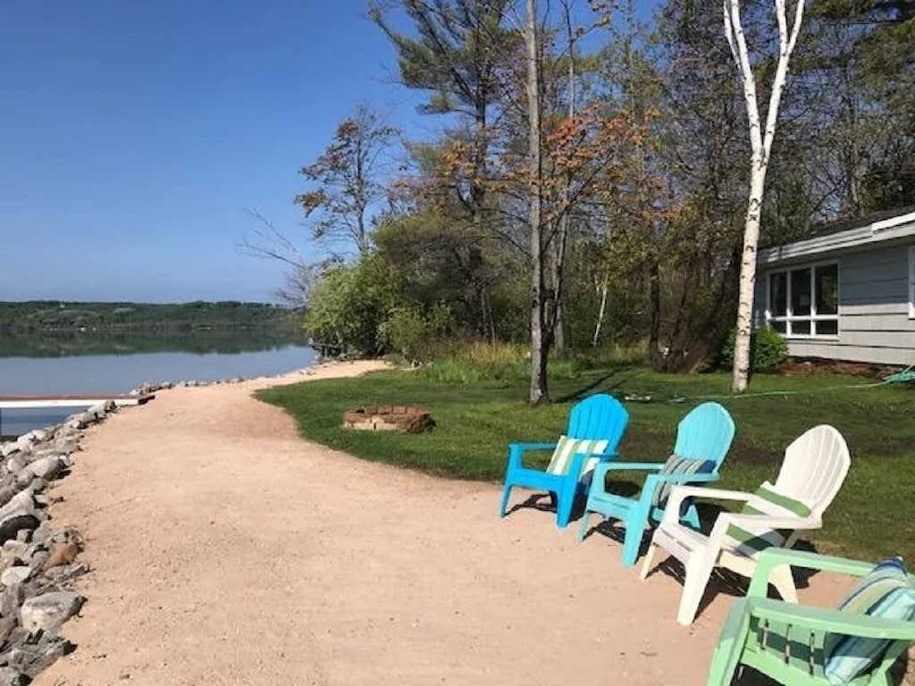 Lakeside chairs and fire pit