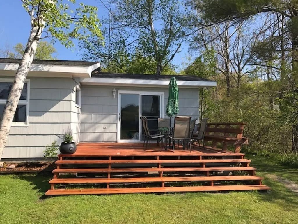 Back deck with patio furniture