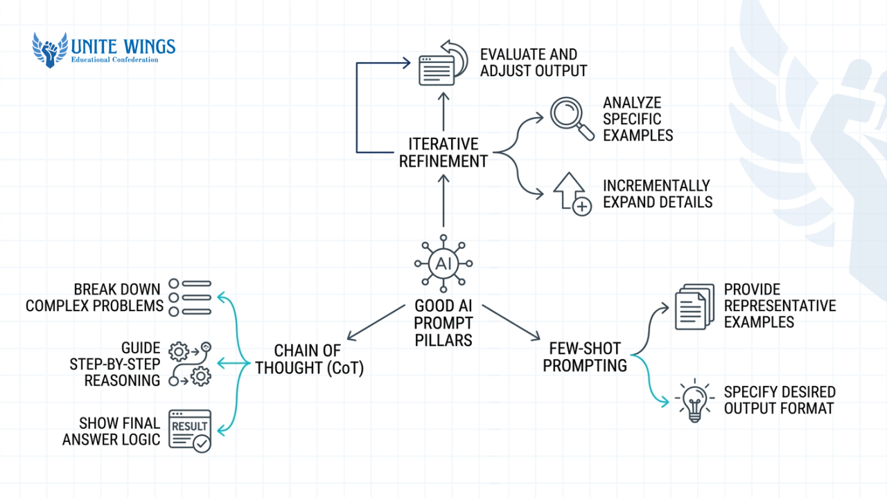 Mind map of the three pillars of prompt engineering