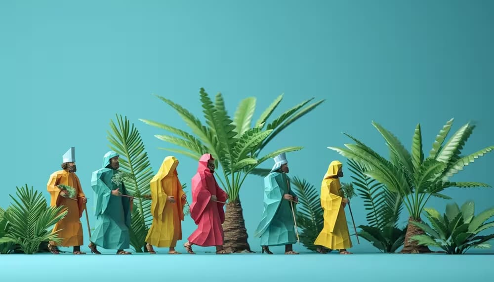 تصميم ثلاثي الأبعاد مولد بالذكاء الاصطناعي تصميم ثلاثي الأبعاد مولد بالذكاء الاصطناعي يصور مشهدًا احتفاليًا