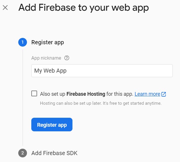 Firebase add app ><