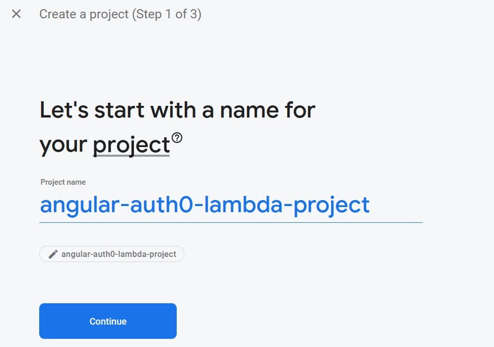 Firebase name new project ><
