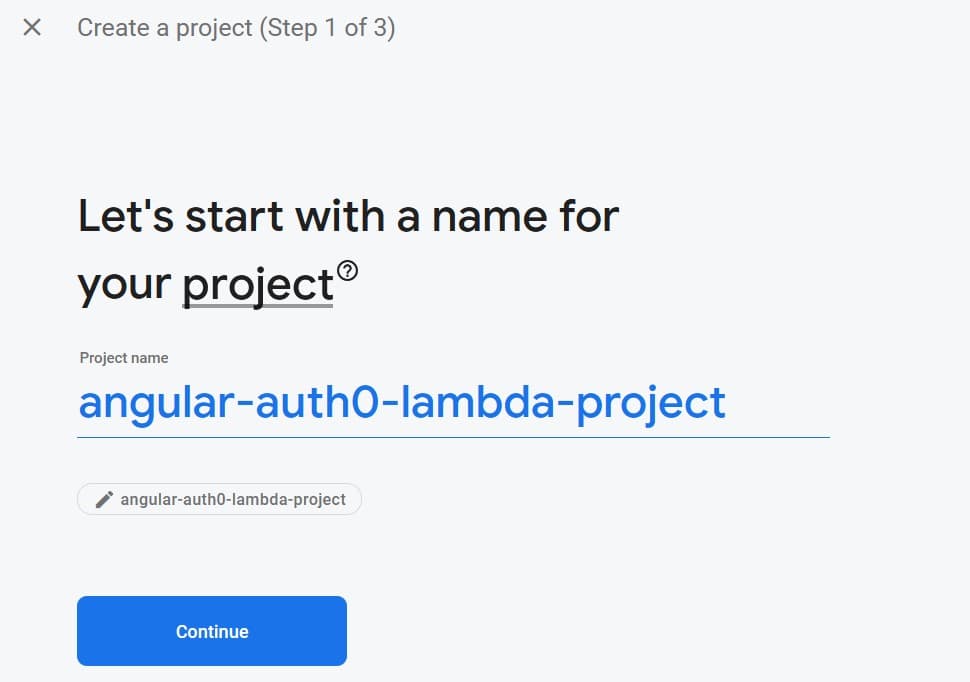 Firebase name new project ><