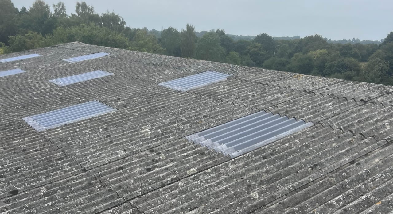 New rooflights installed across an industrial warehouse roof in Ipswich.