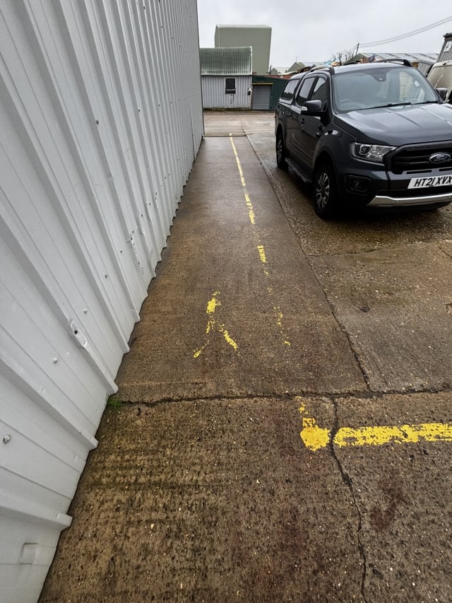 Weathered demarcation lines prior to preparation.