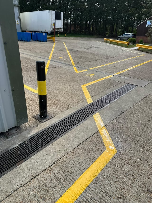 Freshly marked walkway route drying.
