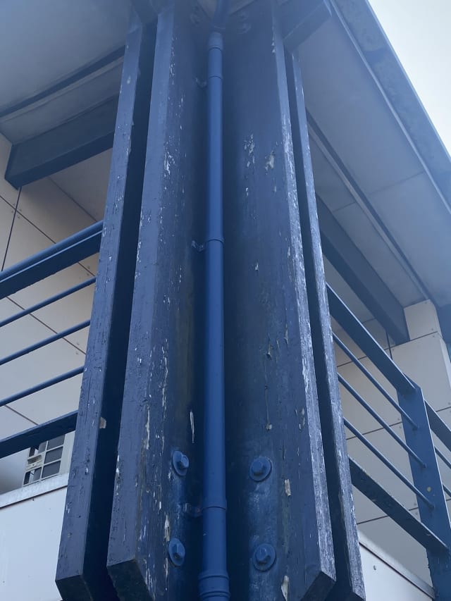 Timber and trim detail during preparation.