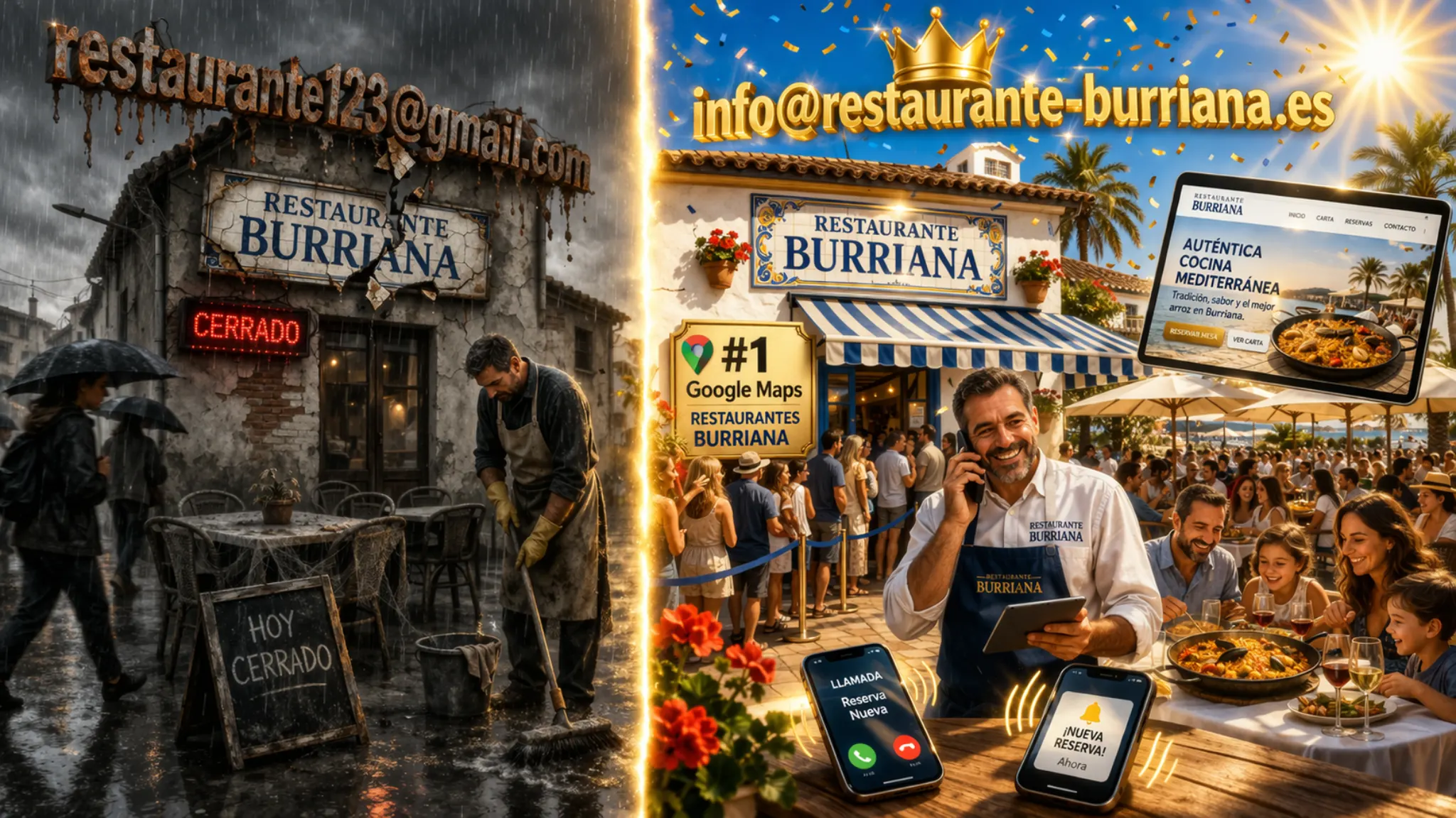 Comparativa negocio con Gmail vs email corporativo en Burriana